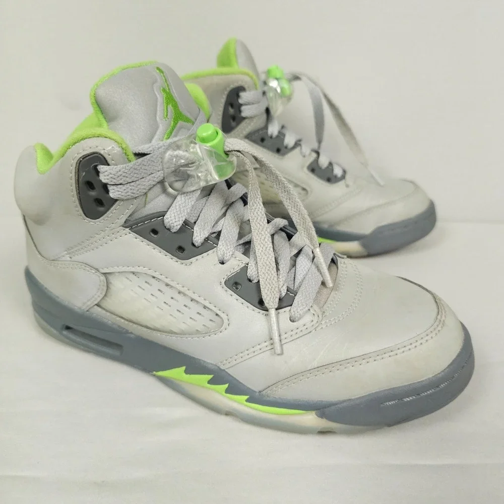 Nike Air Jordan 5 Retro Shoes Youth Size 5Y GS Green Bean Silver Reflective